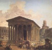 ROBERT, Hubert The Maison Carre at Nimes with the Amphitheater and the Magne Tower (mk05) oil painting artist